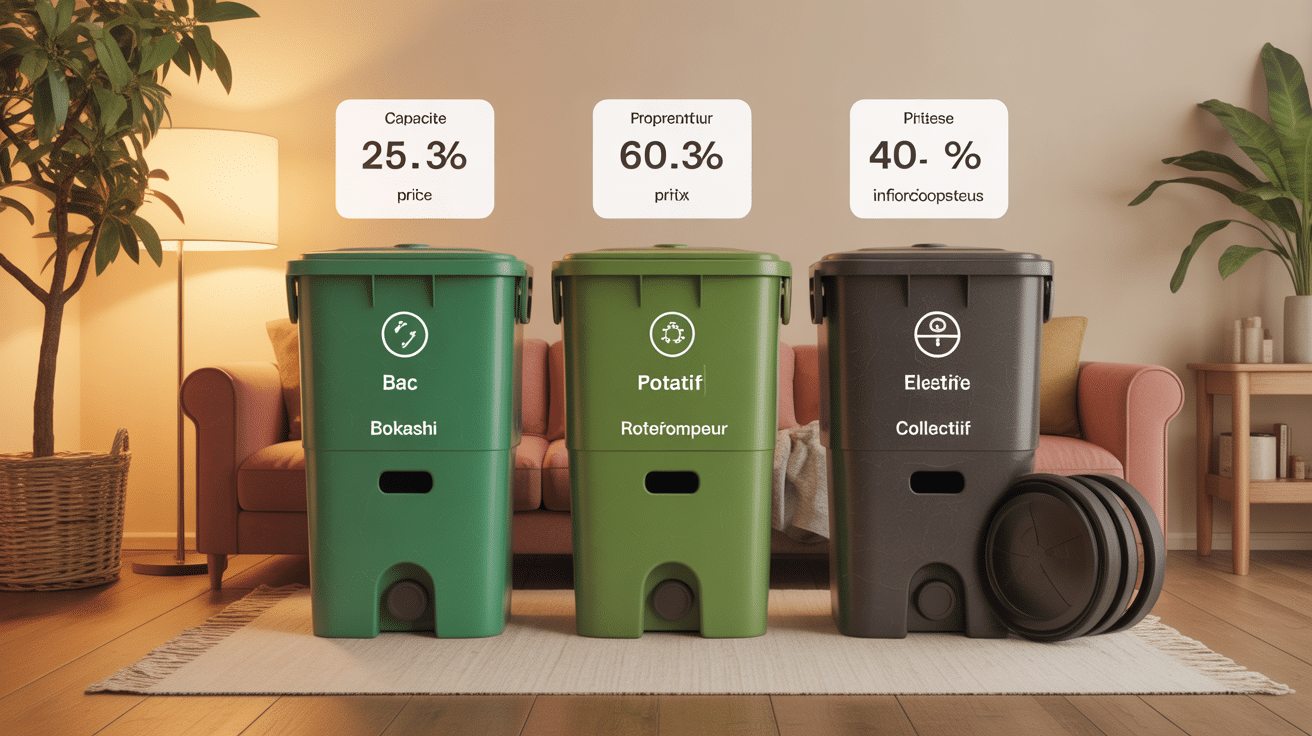 Tableau composteurs capacité vitesse prix pictos