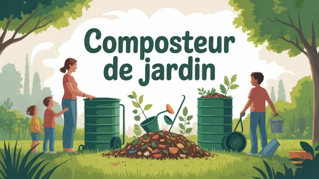Composteur de jardin silhouettes famille