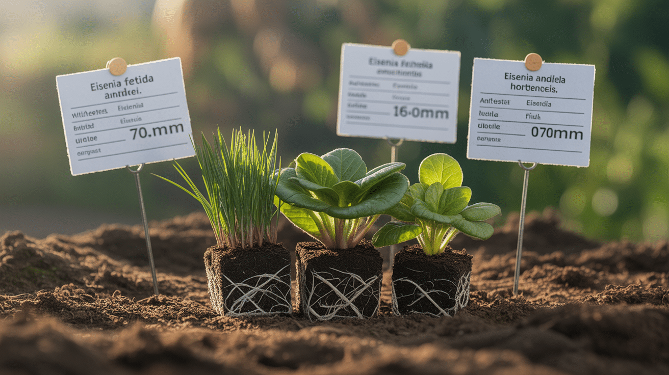 Gros plan Eisenia fetida andrei hortensis sur compost