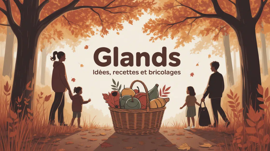 panier de glands sous chêne en forêt automne