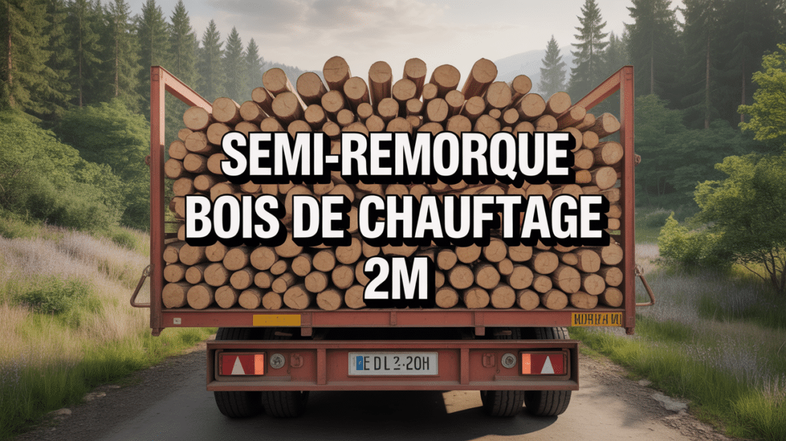 Semi-remorque rempli de bois de chauffage 2m paysage forêt