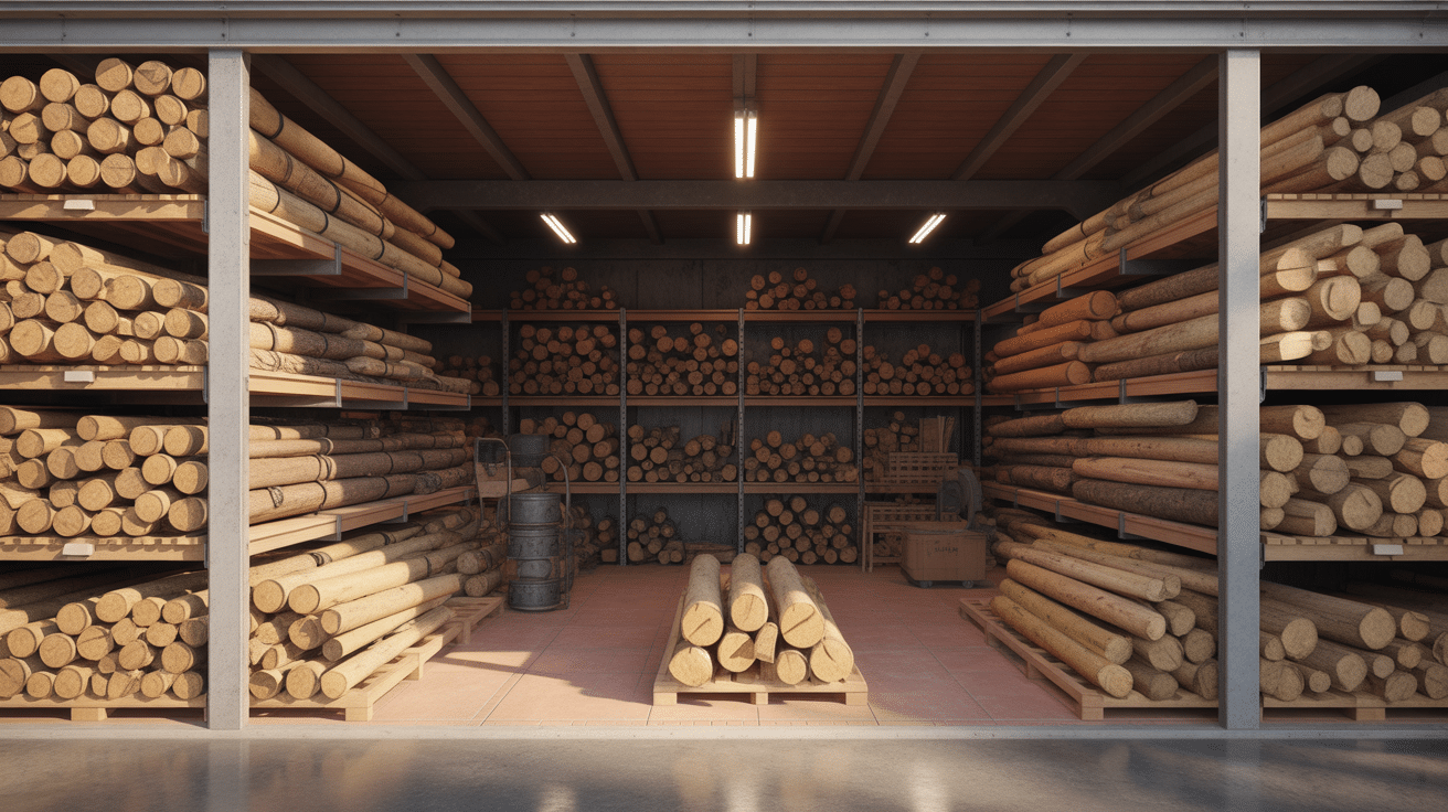 Stockage organisé bois de chauffage 2m et économie semi remorque