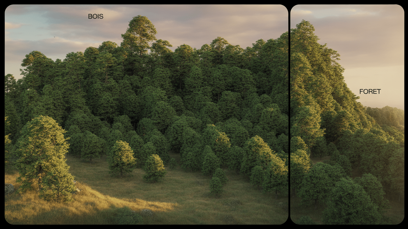 Tableau comparatif entre bois et foret