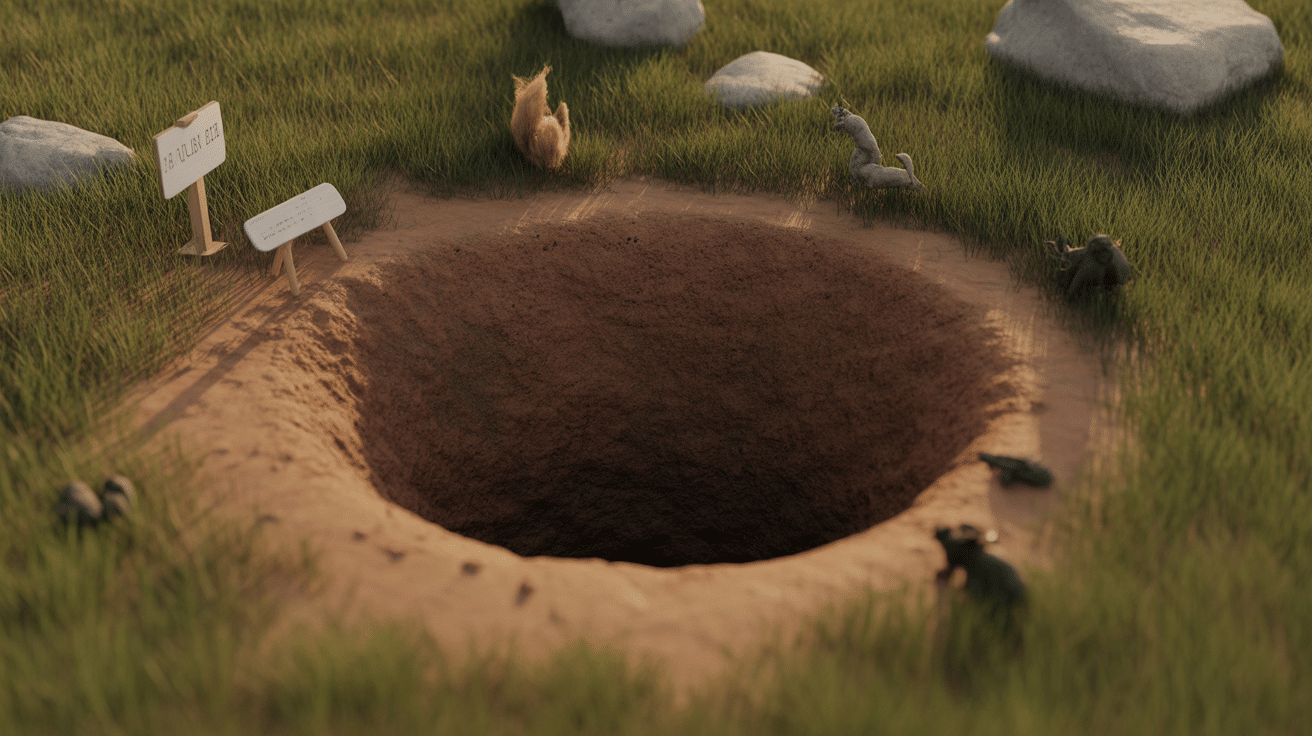 trou dans le jardin sans monticule regle et animaux