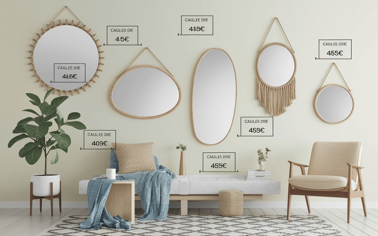Catalogue mural miroirs organiques galet vague asymetrique tailles et prix