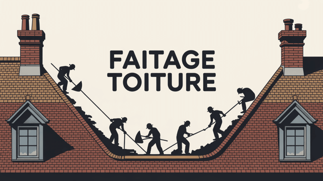illustration faitage toiture maison ouvriers sur le toit