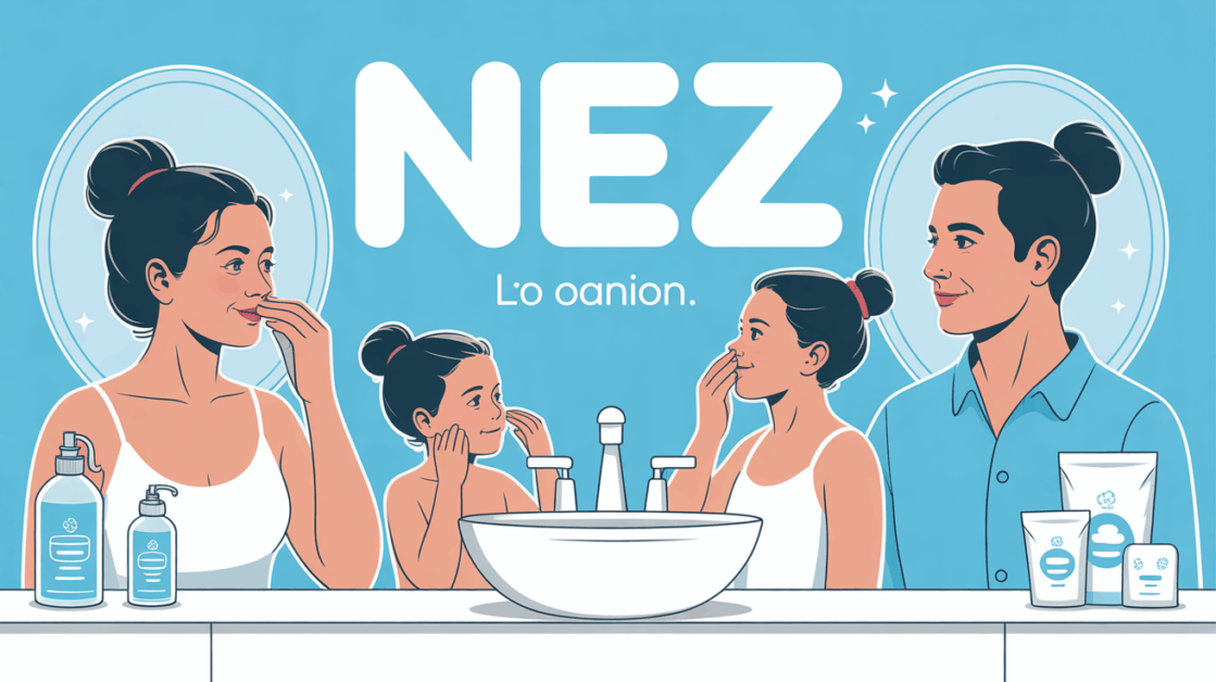 illustration famille salle de bain irrigation nasale nez hygiène respimer