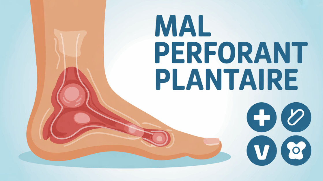 Vue dessous pied diabétique mal perforant plantaire rouge callosité