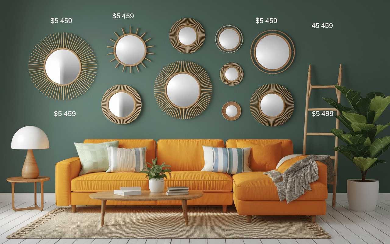 Collection miroirs organiques galet vague mur, prix visibles