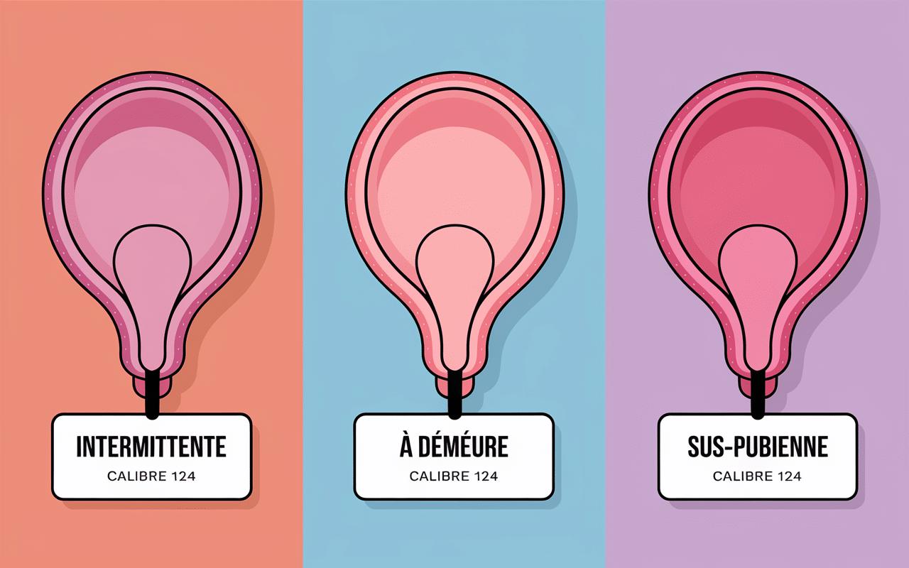 Trois sondes urinaires feminines etiquetage calibre 12-14