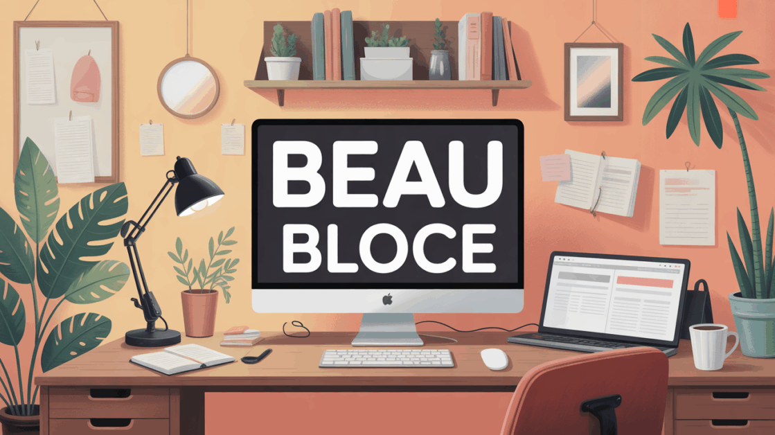 Illustration beau blog stylisé 2024 bureau lumineux