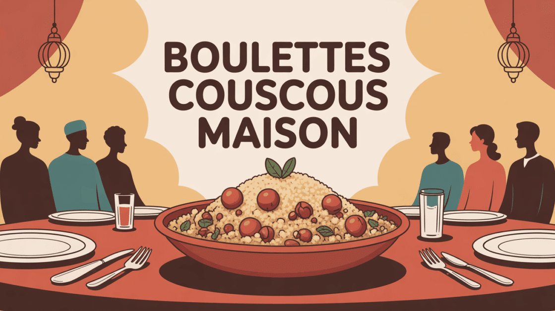 plat de boulettes couscous maison en famille