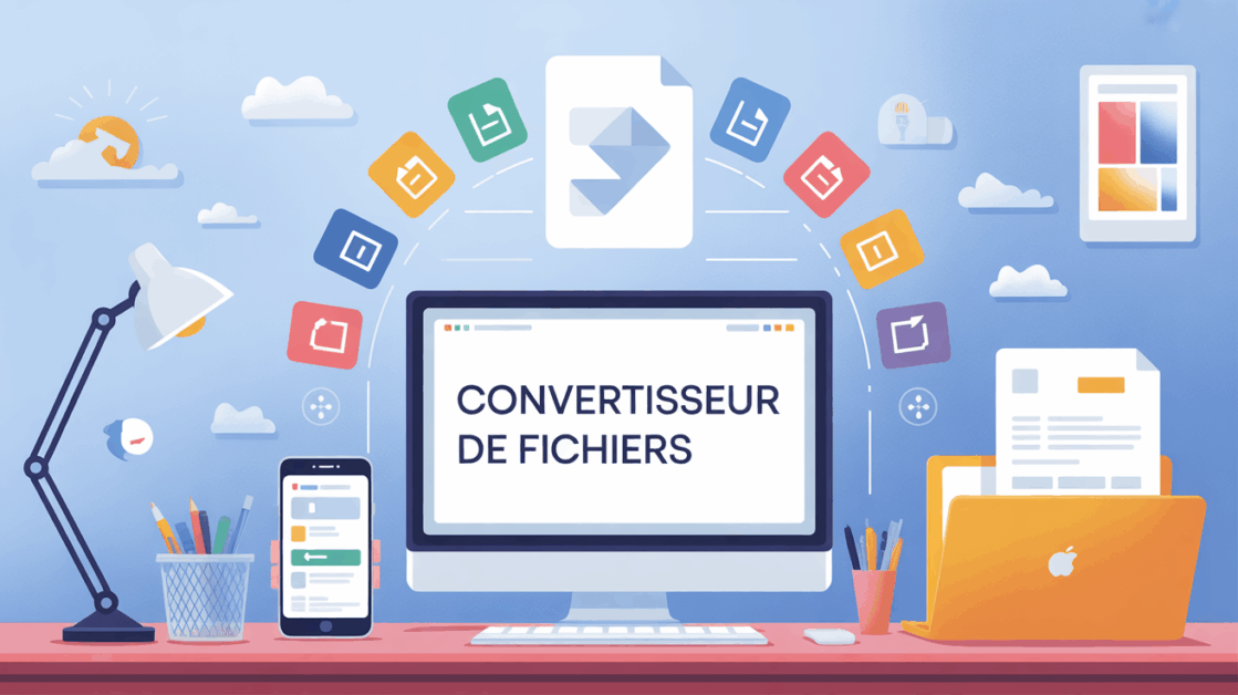 illustration convertisseur fichiers numerique moderne