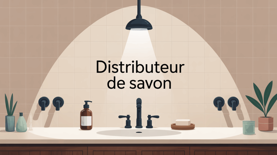 trois distributeurs de savon design dans salle de bain lumineuse