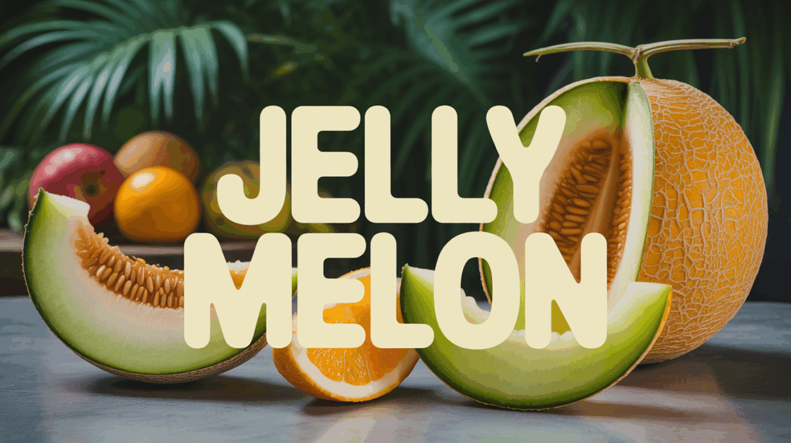 jelly melon entier et coupe peau orange épineuse chair verte gélatineuse