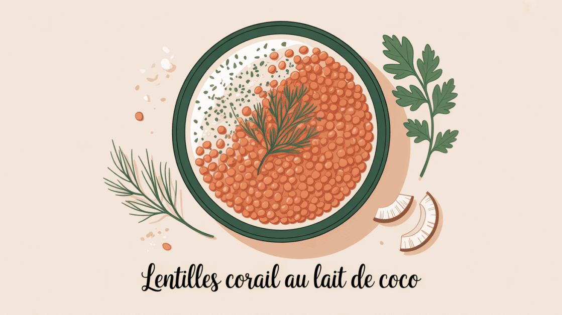 Bol lentilles corail lait coco épices et riz