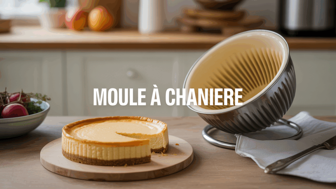 Moule à charnière ouvert avec cheesecake sur table