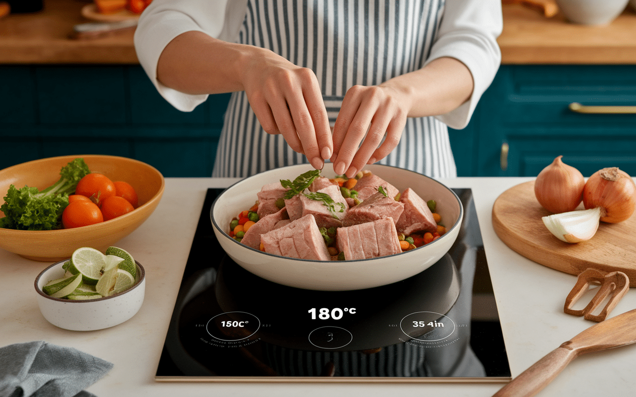 Préparation paupiettes de porc au four légumes cuisson douce