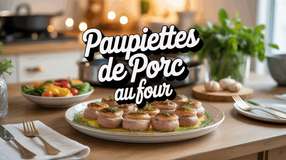 Plat de paupiettes de porc au four dorées, ambiance conviviale