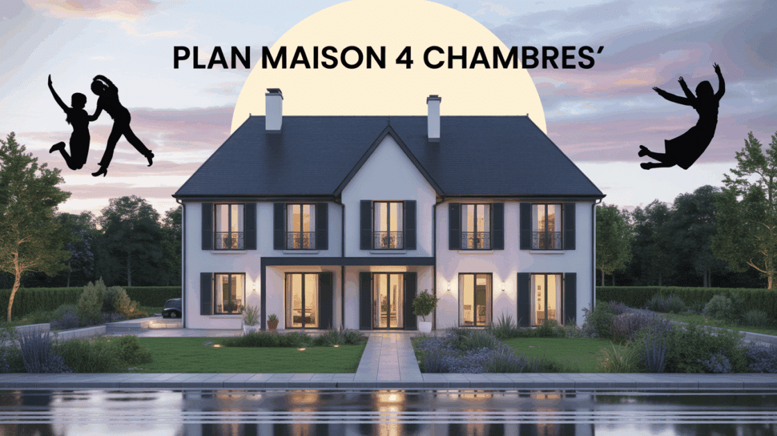 plan maison 4 chambres facade moderne jardin lumineux