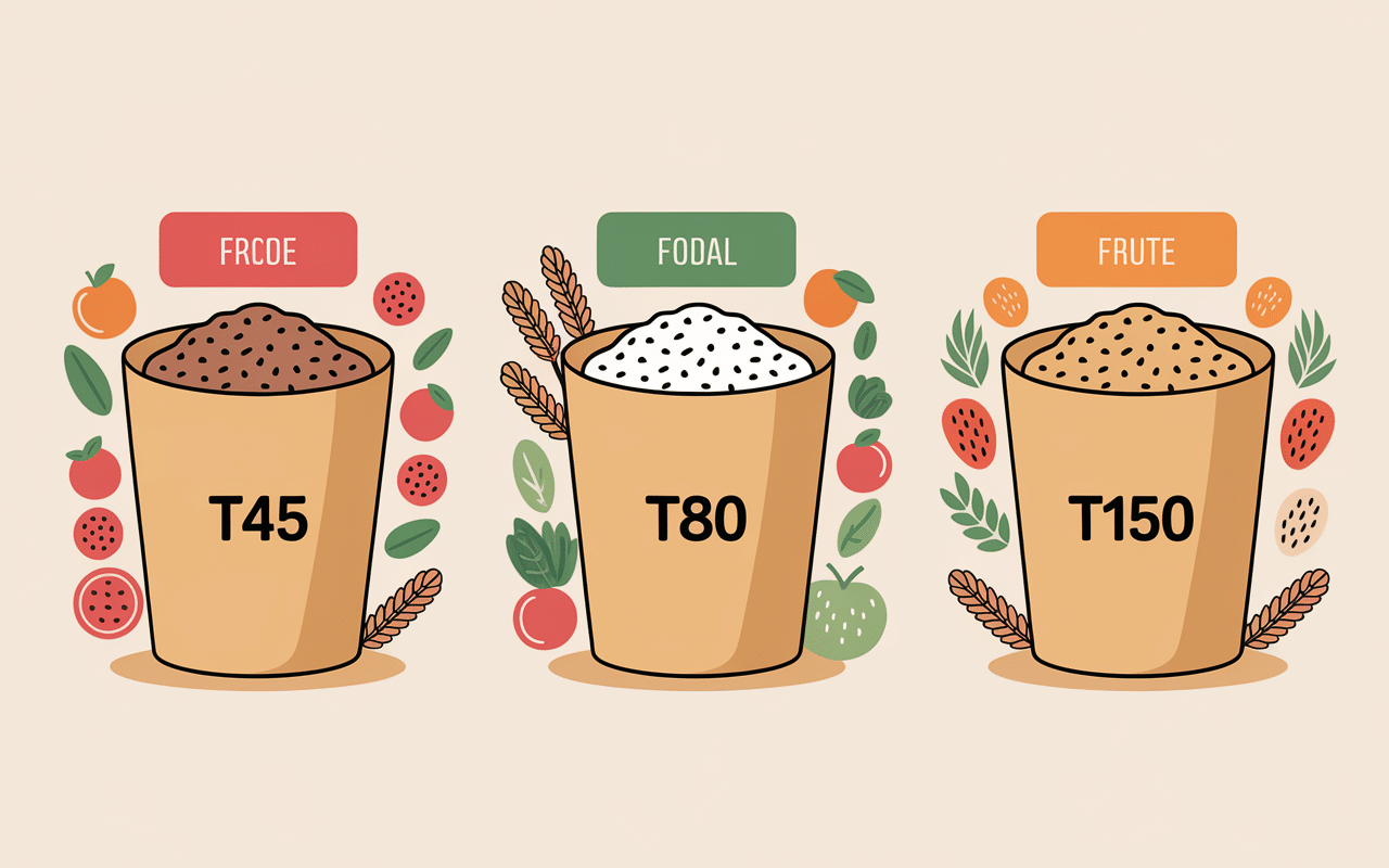 bols de farine de froment t45 t80 t150 avec valeurs nutritionnelles