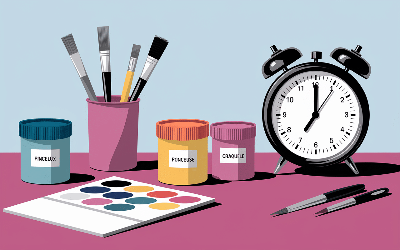 Outils et peinture pour débuter un relooking de meuble