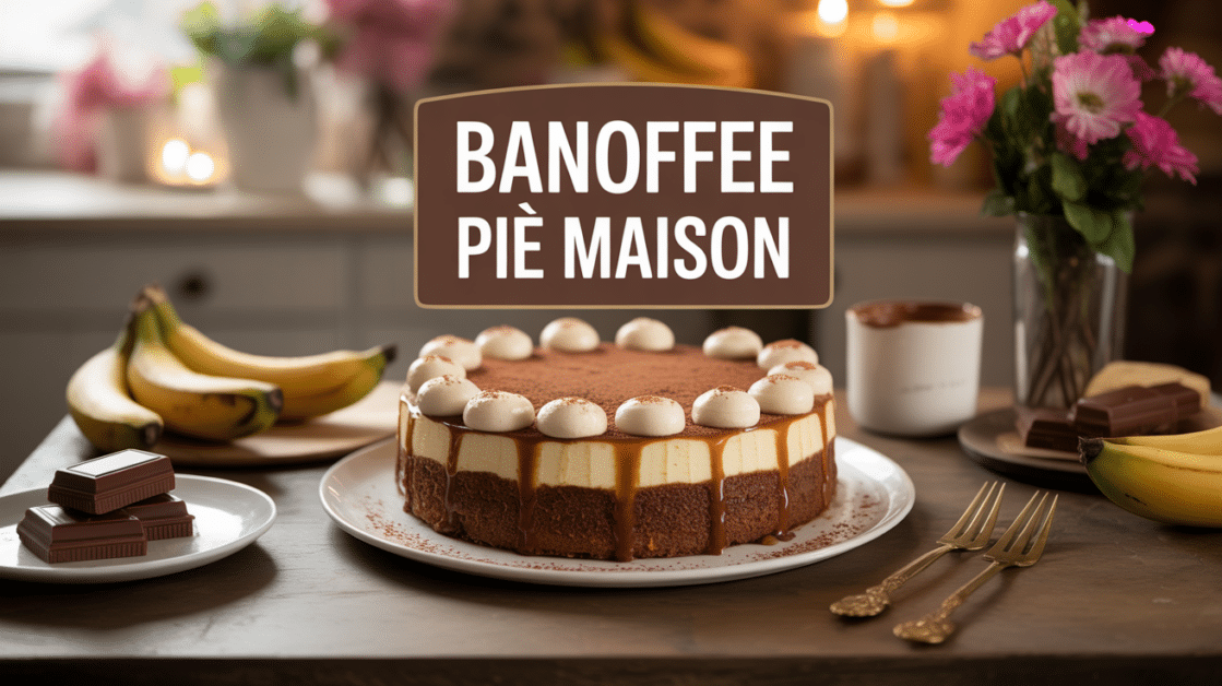 grande banoffee pie maison familiale decorée table
