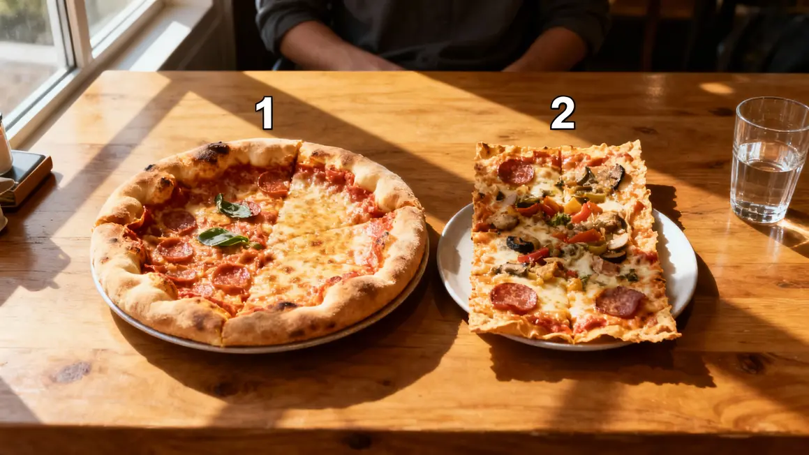 pizzas napolitaine et romaine comparees sur table