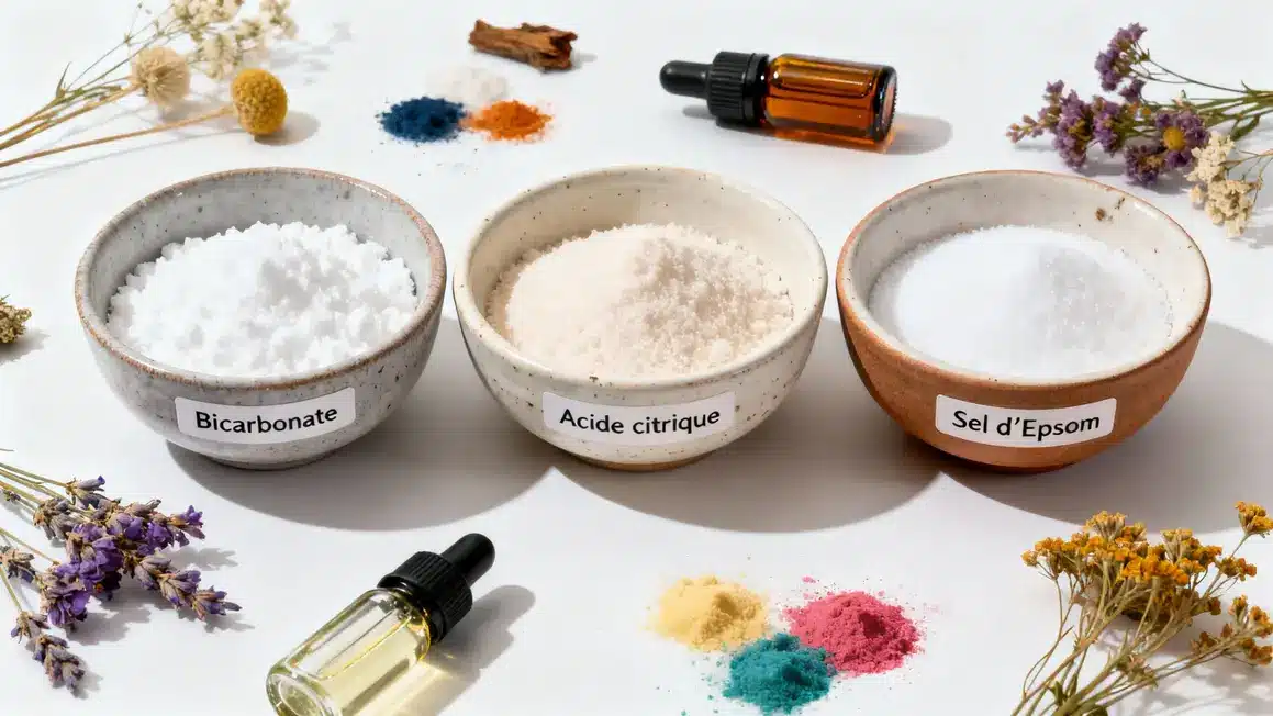 ingredients clefs bombes de bain maison