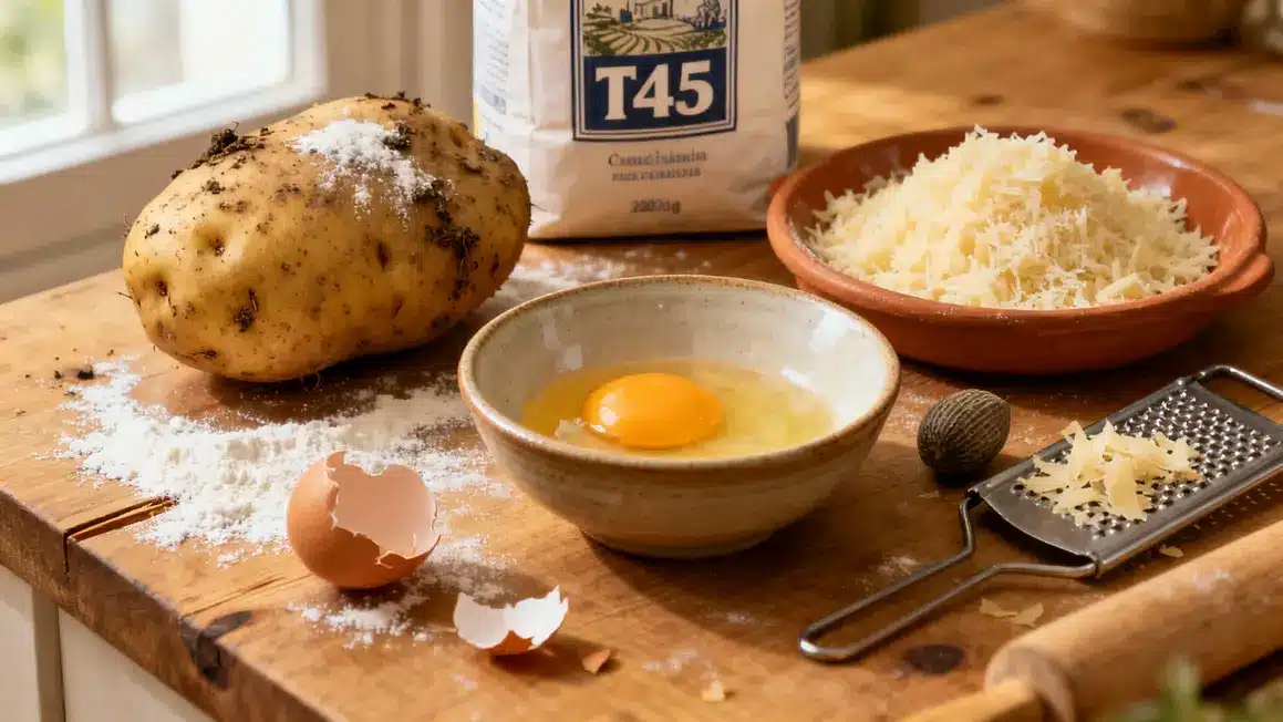 Pommes de terre farineuses, farine, oeuf pour gnocchis maison