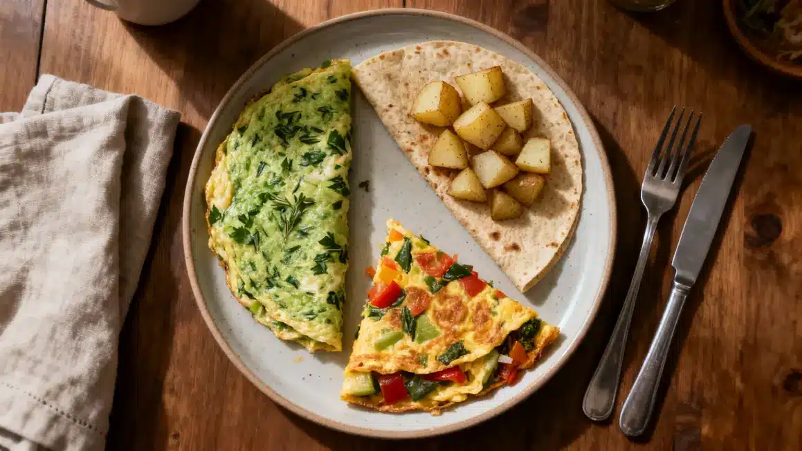 Assiette d'omelettes originales vue du dessus