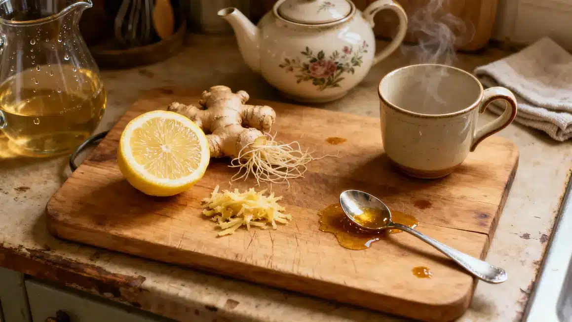 préparation infusion citron gingembre, citron bio, gingembre frais