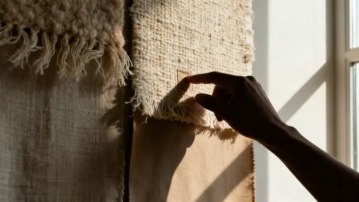 test sensibilité fibre tapis laine coton synthétique