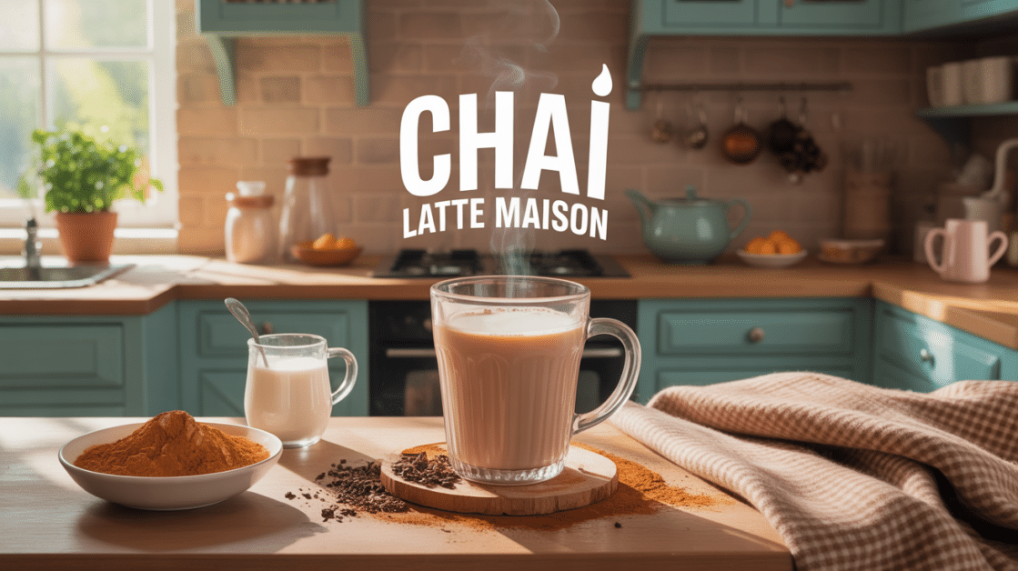 illustration chai latte maison ambiance cosy