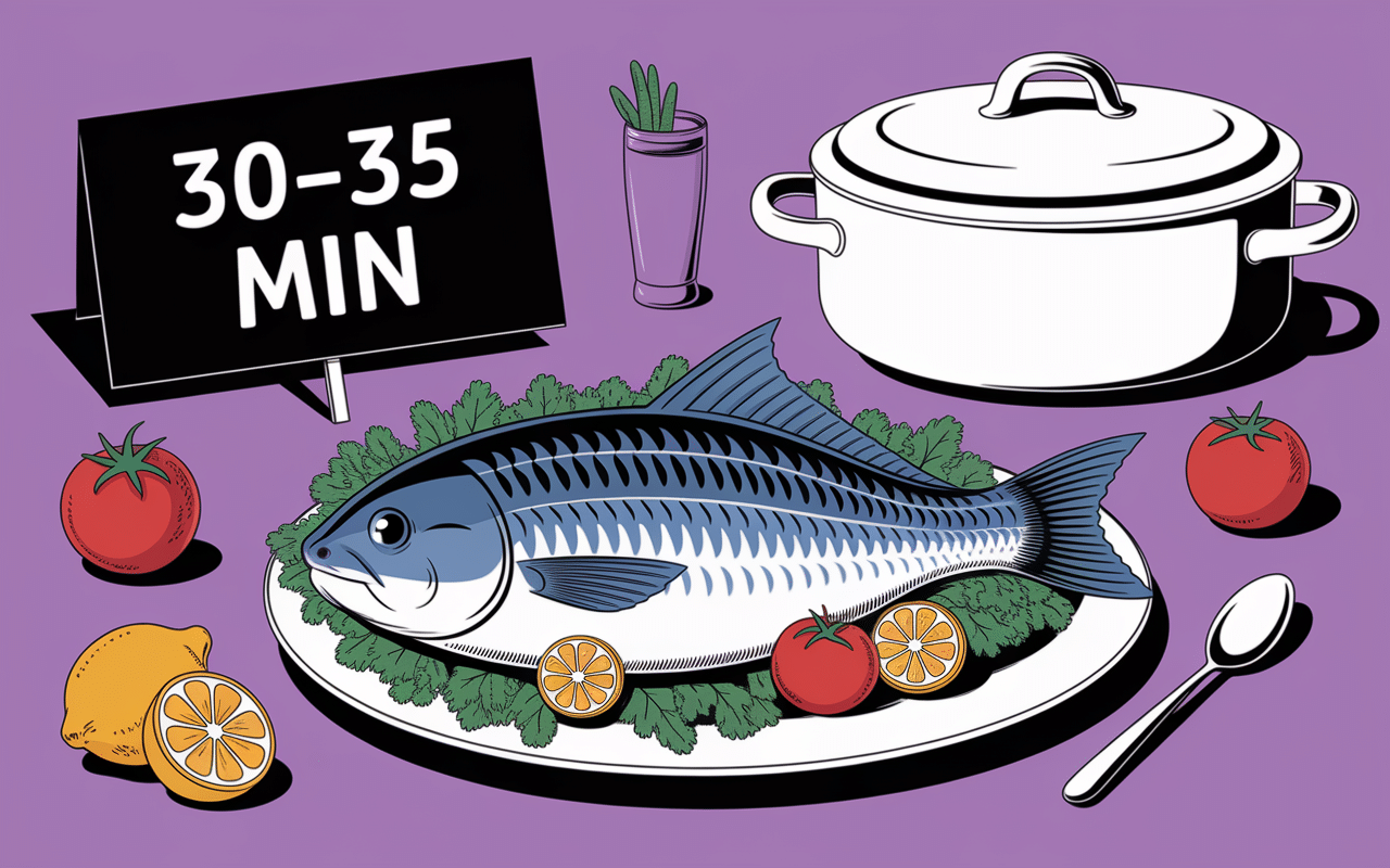 dorade au four entière garnie légumes et herbes