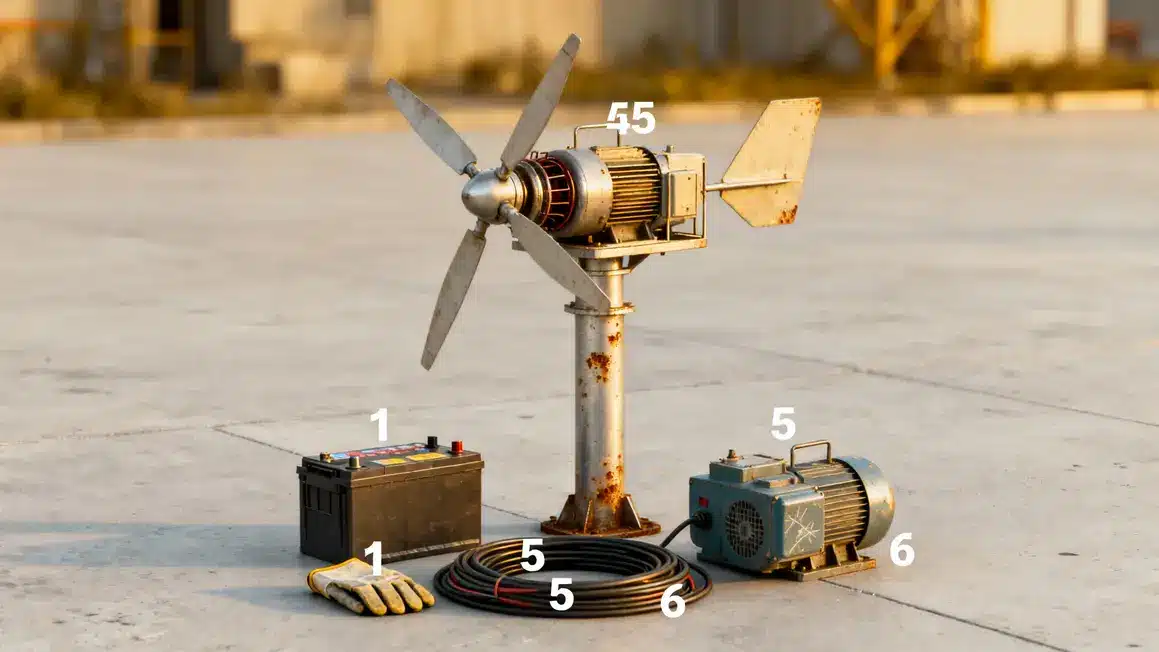 Composants mini eolienne rotor generateur batterie