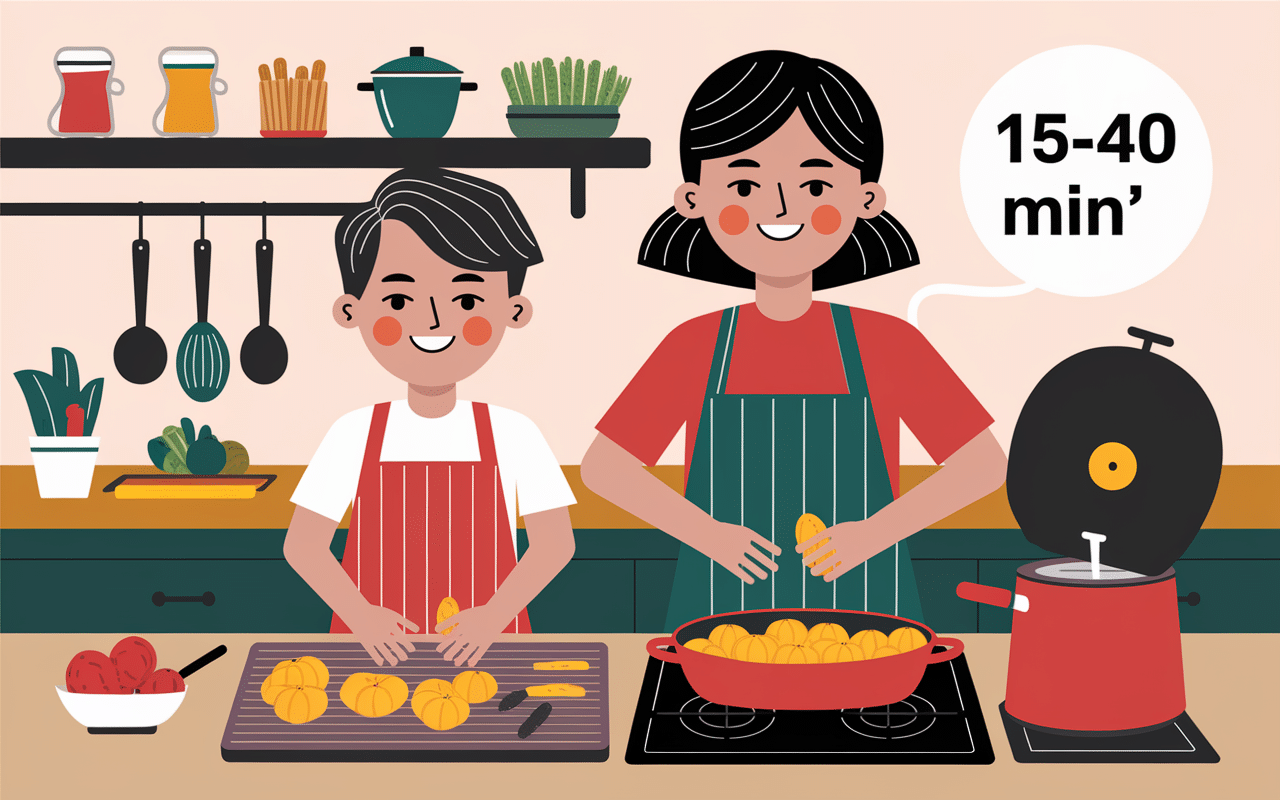 Préparation pomme au four étape par étape en famille