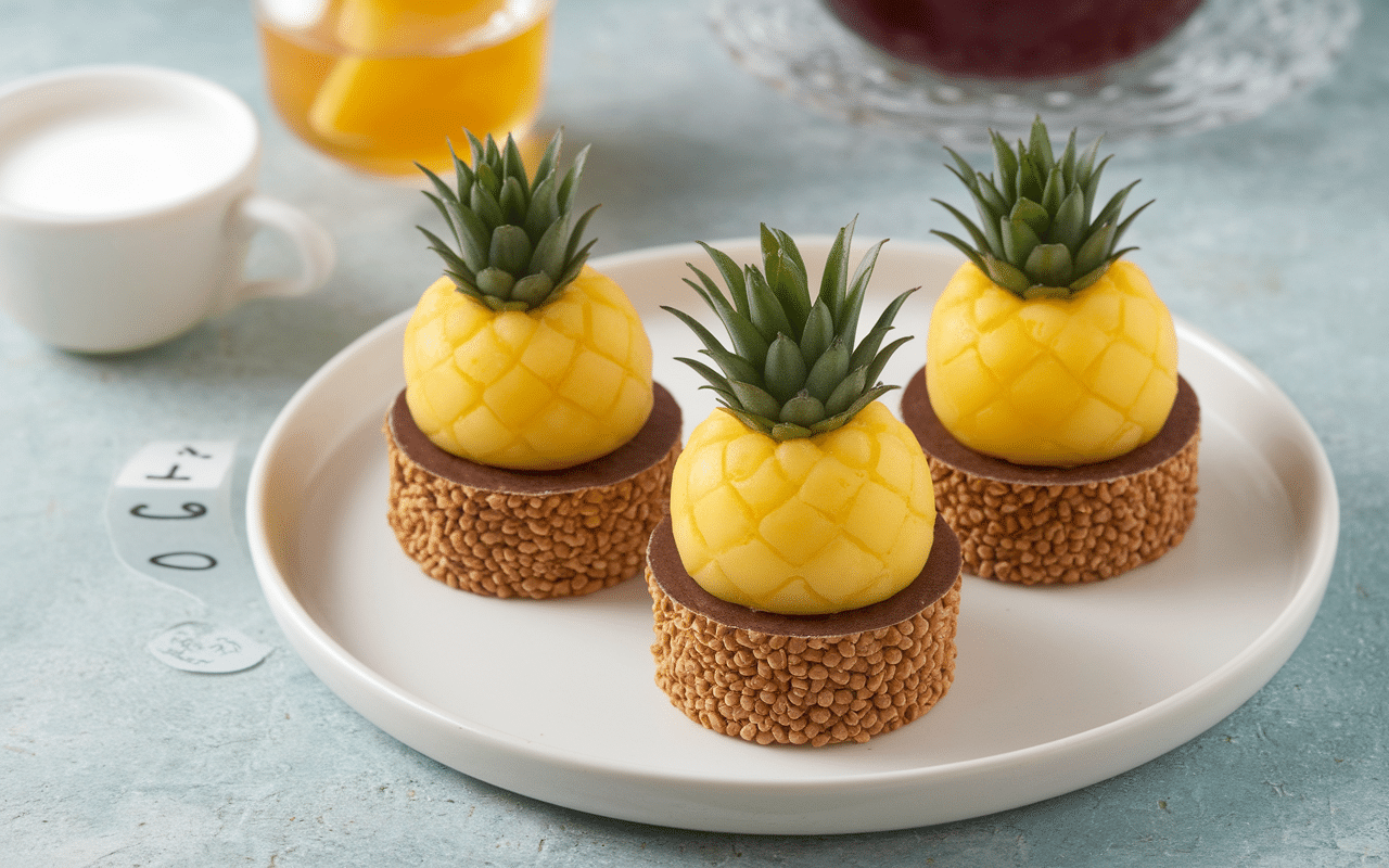 Trois mini gateaux ananas variantes ingredients