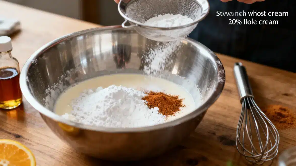 Ingrédients creme chantilly maison sucre glace fouet