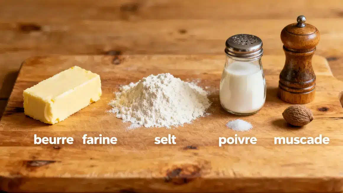 ingredients essentiels bechamel beurre farine lait muscade