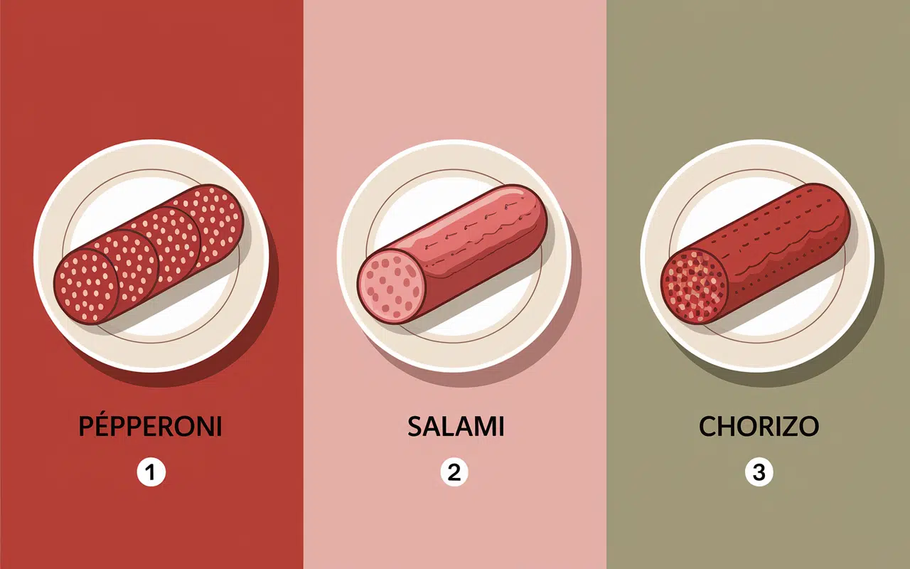 comparaison pepperoni salami chorizo