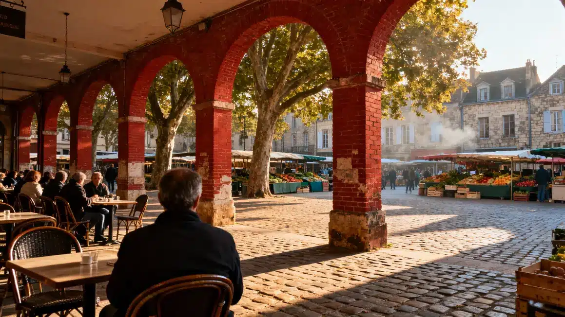 Centre-ville Toulouse Place Capitole cafe et marche