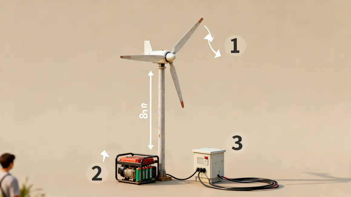 Schema technique mini eolienne rotor generateur