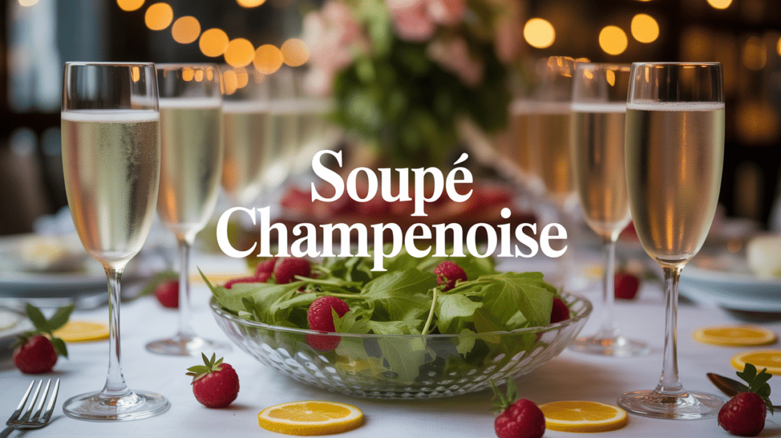 Soupe champenoise apéritif flûtes champagne citron framboises
