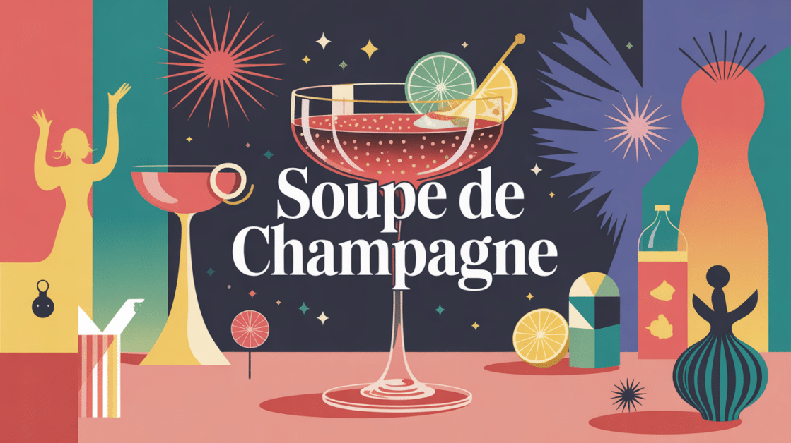 soupe de champagne dorée en saladier ambiance fête