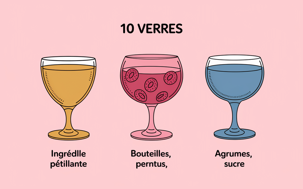 soupe de champagne trio verres colorés ingrédients