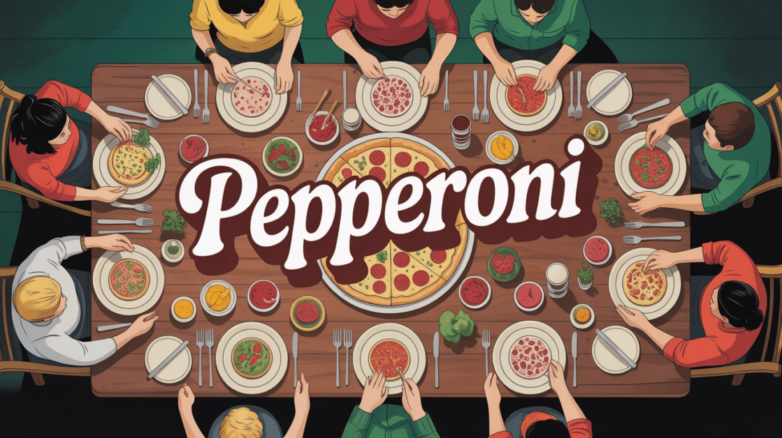 groupe partageant une pizza pepperoni