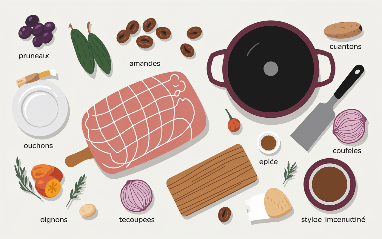 tajine agneau ingrédients cocotte vue dessus