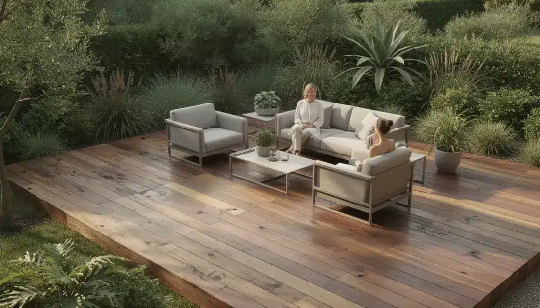 terrasse en bois exotique ambiance jardin moderne