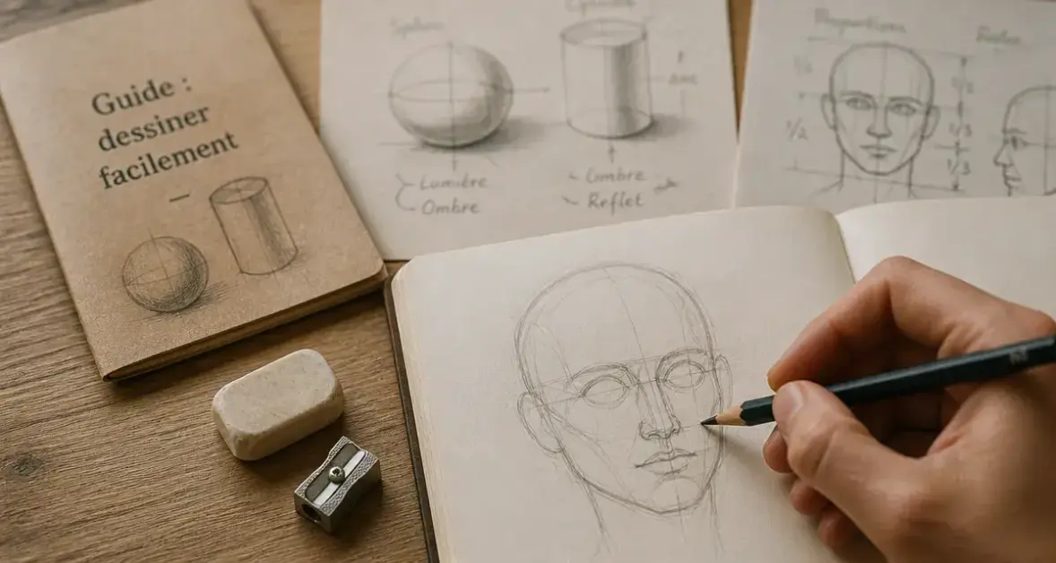 Apprendre a dessiner facilement : main et carnet pour premiers croquis
